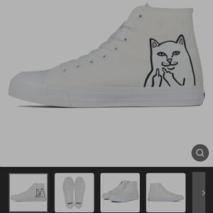 Ripndip White Cat Graphic High-Top Sneakers